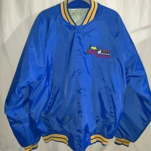 Hartwell Vintage Bomber Jacket Size: Large Blue With Curls Transportation USA. H